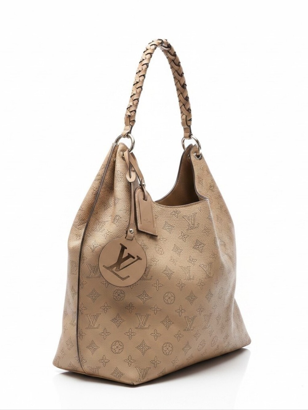 Soft brown Monogram Tote with Braided Handle